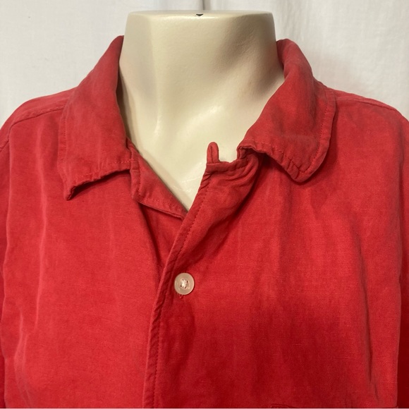 Cremieux Classics men’s button down shirt sleeve shirt linen silk medium red - Picture 7 of 10